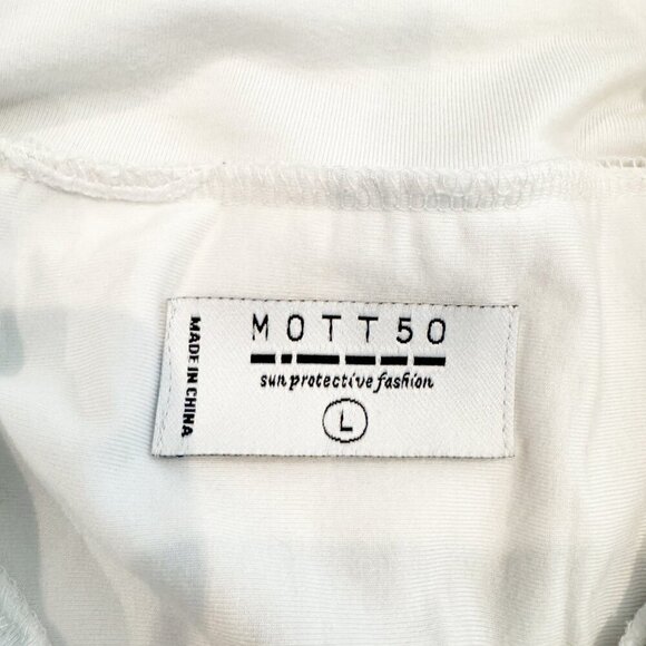 Mott 50 UPF Sun Protection Jersey Collared Button Front Shirt Top White Large - Picture 3 of 6
